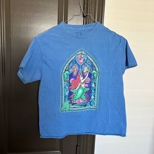 Disney Princess Ariel “Stained Glass” Blue Graphic T-Shirt — Size Small